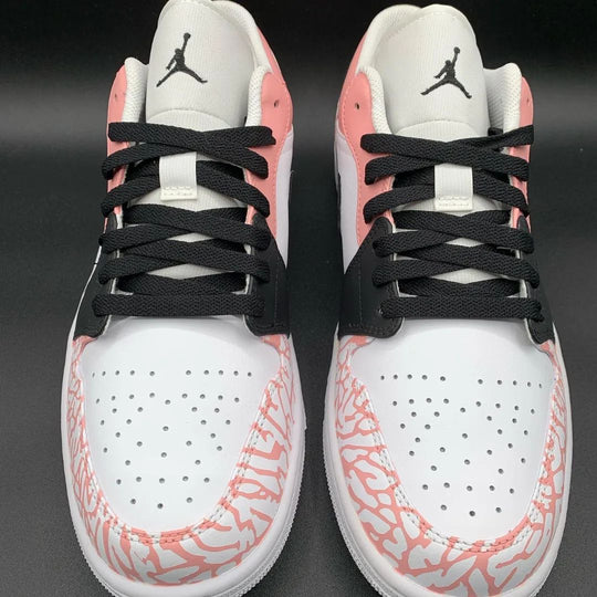 Custom Air Jordan 1 Baby Pink Black Crackle Pattern