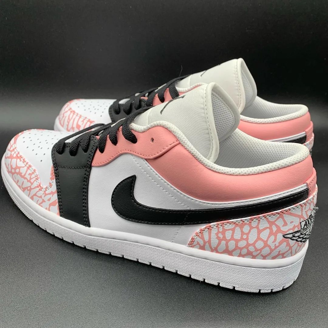 Custom Air Jordan 1 Baby Pink Black Crackle Pattern