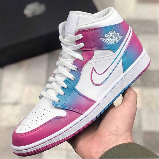 Custom Air Jordan 1 Baby Pink Blue Gradient