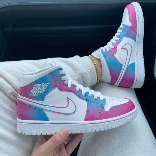 Custom Air Jordan 1 Baby Pink Blue Gradient