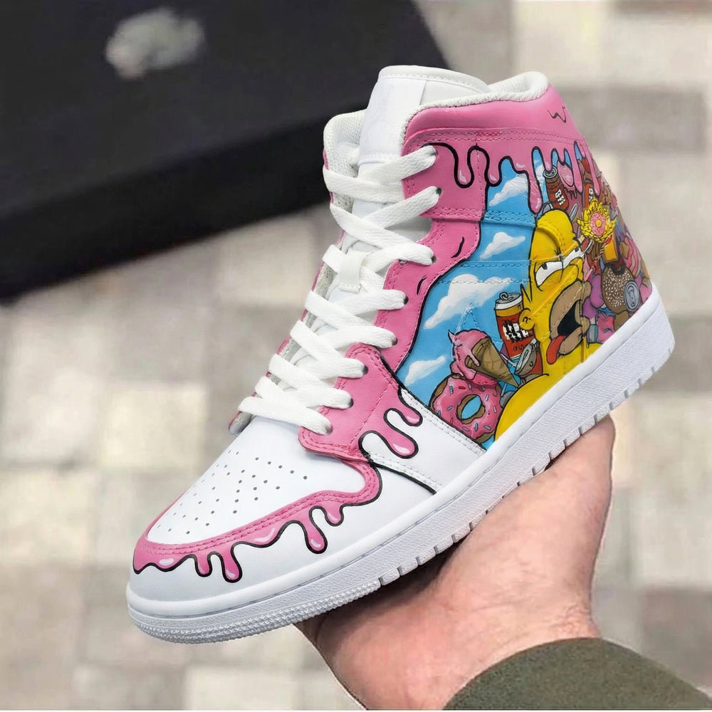 Custom Air Jordan 1 Baby Pink Blue Simpsons Theme
