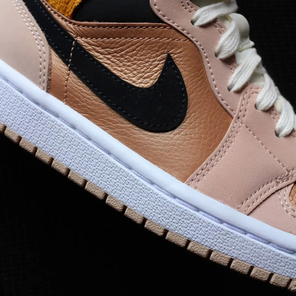 Custom Air Jordan 1 Baby Pink Brown Suede Detail