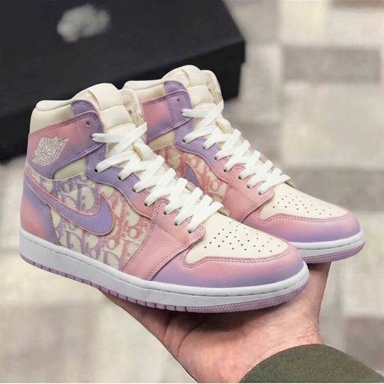 Custom Air Jordan 1 Baby Pink Lilac LV Pattern