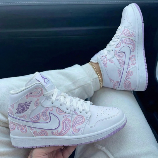 Custom Air Jordan 1 Baby Pink Lilac Paisley