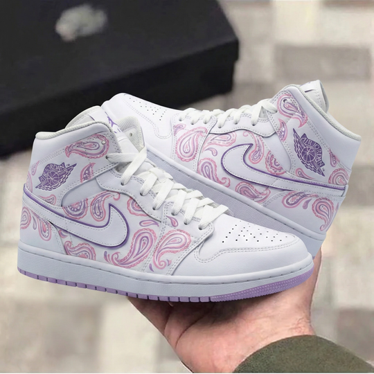 Custom Air Jordan 1 Baby Pink Lilac Paisley