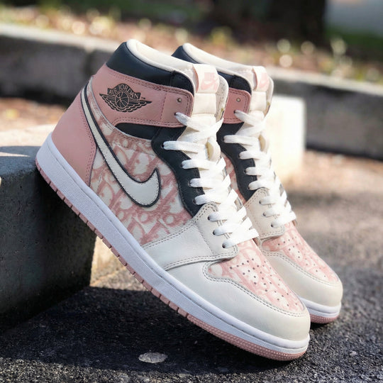 Custom Air Jordan 1 Baby Pink LV Pattern