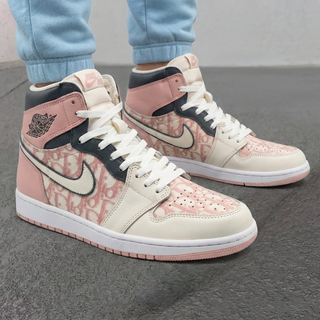 Custom Air Jordan 1 Baby Pink LV Pattern