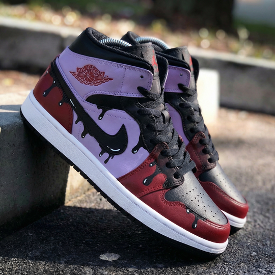 Custom Air Jordan 1 Baby Pink Maroon Drip Design