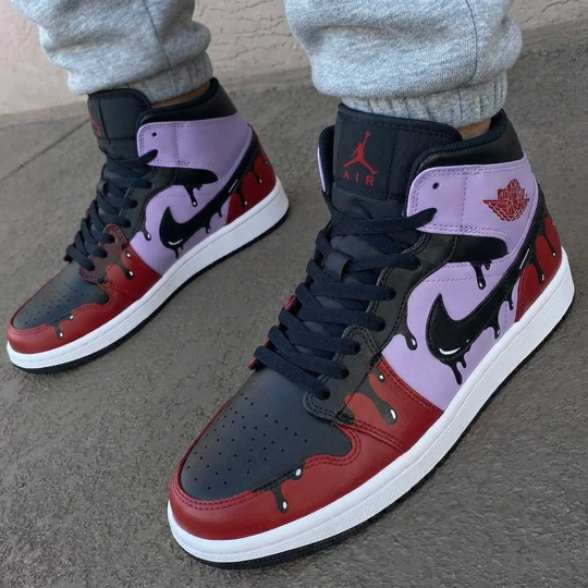 Custom Air Jordan 1 Baby Pink Maroon Drip Design