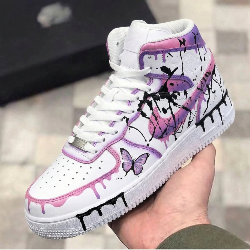 Custom Air Jordan  1 Baby Pink Purple Butterflies