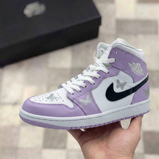 Custom Air Jordan 1 Baby Purple Black Butterflies
