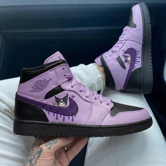 Custom Air Jordan 1 Baby Purple Black Kuromi Drip