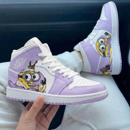 Custom Air Jordan 1 Baby Purple Minion Design