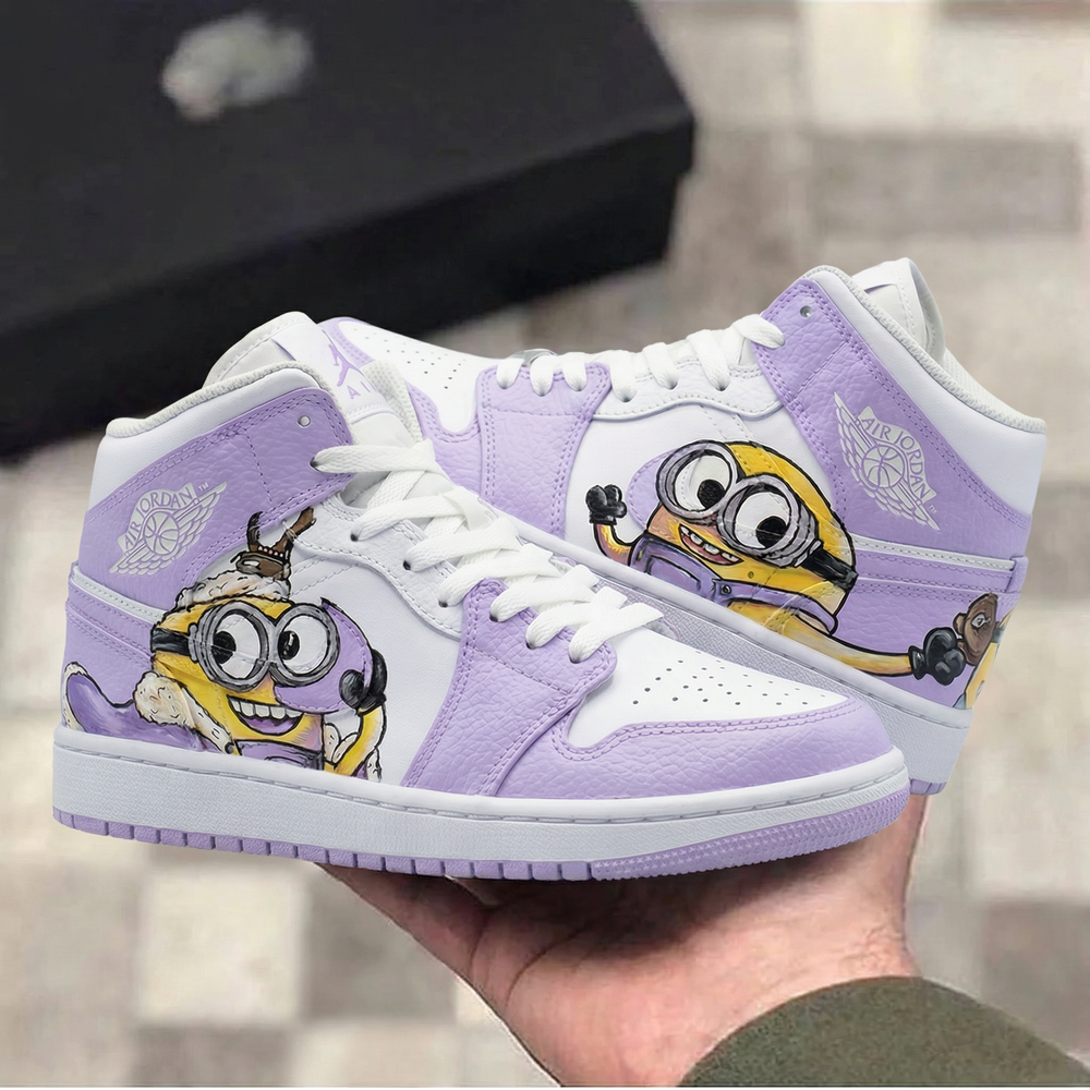 Custom Air Jordan 1 Baby Purple Minion Design