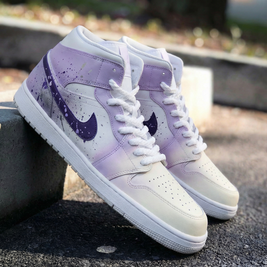 Custom Air Jordan 1 Baby Purple Splash Design