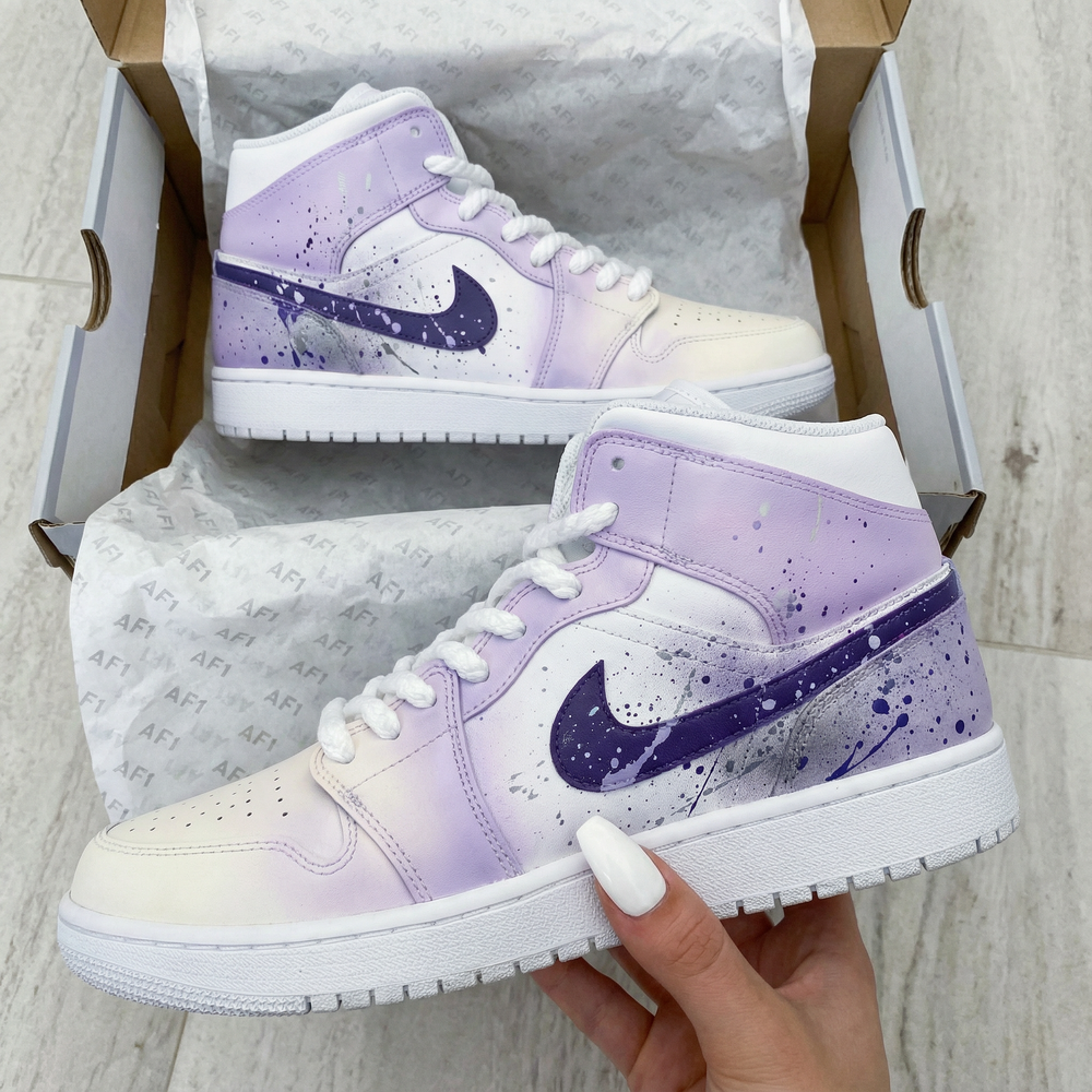 Custom Air Jordan 1 Baby Purple Splash Design