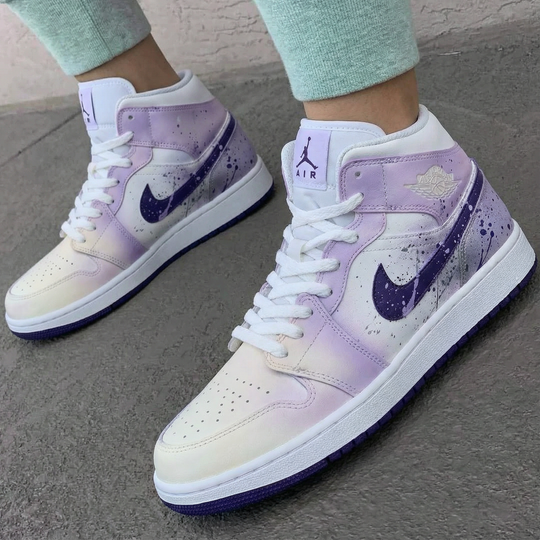 Custom Air Jordan 1 Baby Purple Splash Design