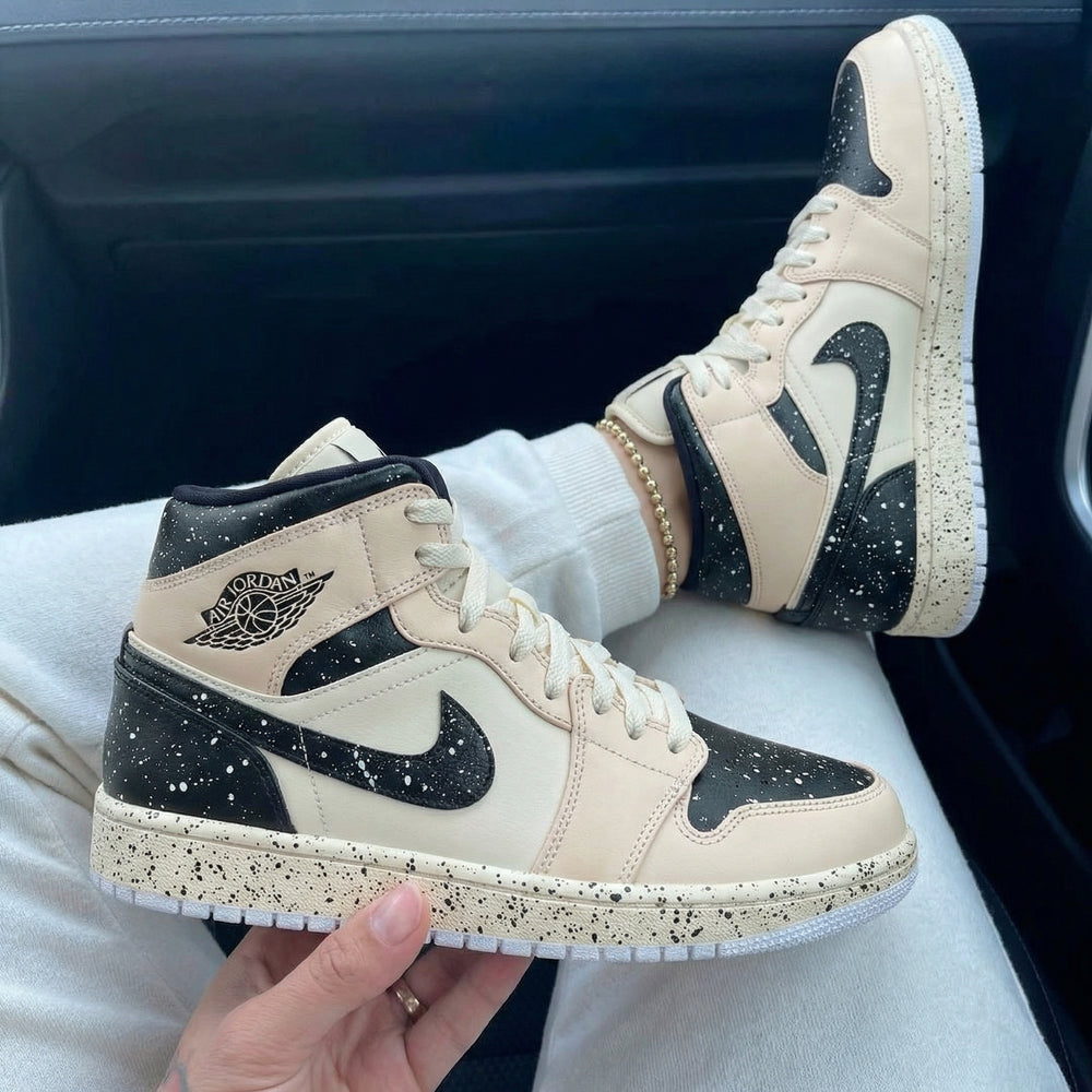 Custom Air Jordan 1 Beige Black Speckled