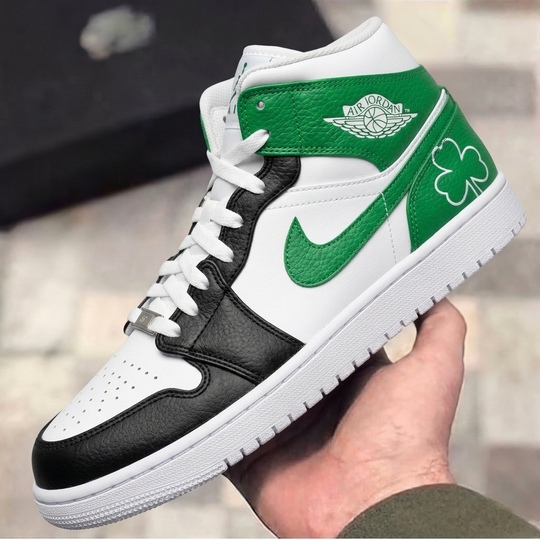 Custom Air Jordan 1 Black Green Clover