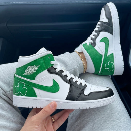 Custom Air Jordan 1 Black Green Clover
