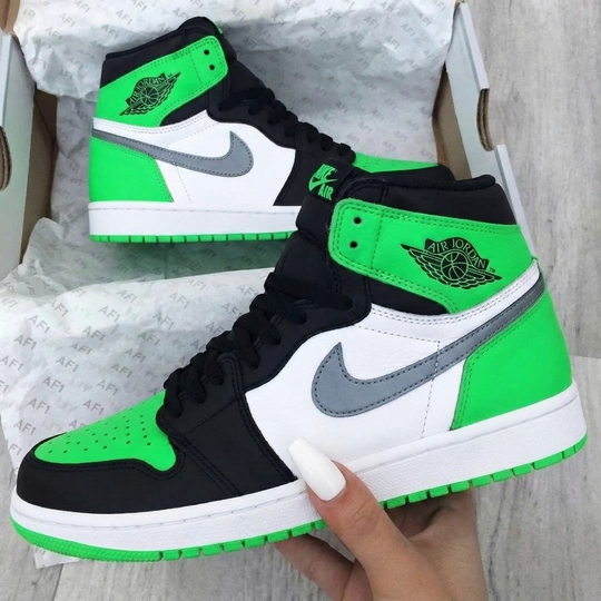 Custom Air Jordan 1 Black Green White