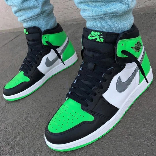 Custom Air Jordan 1 Black Green White