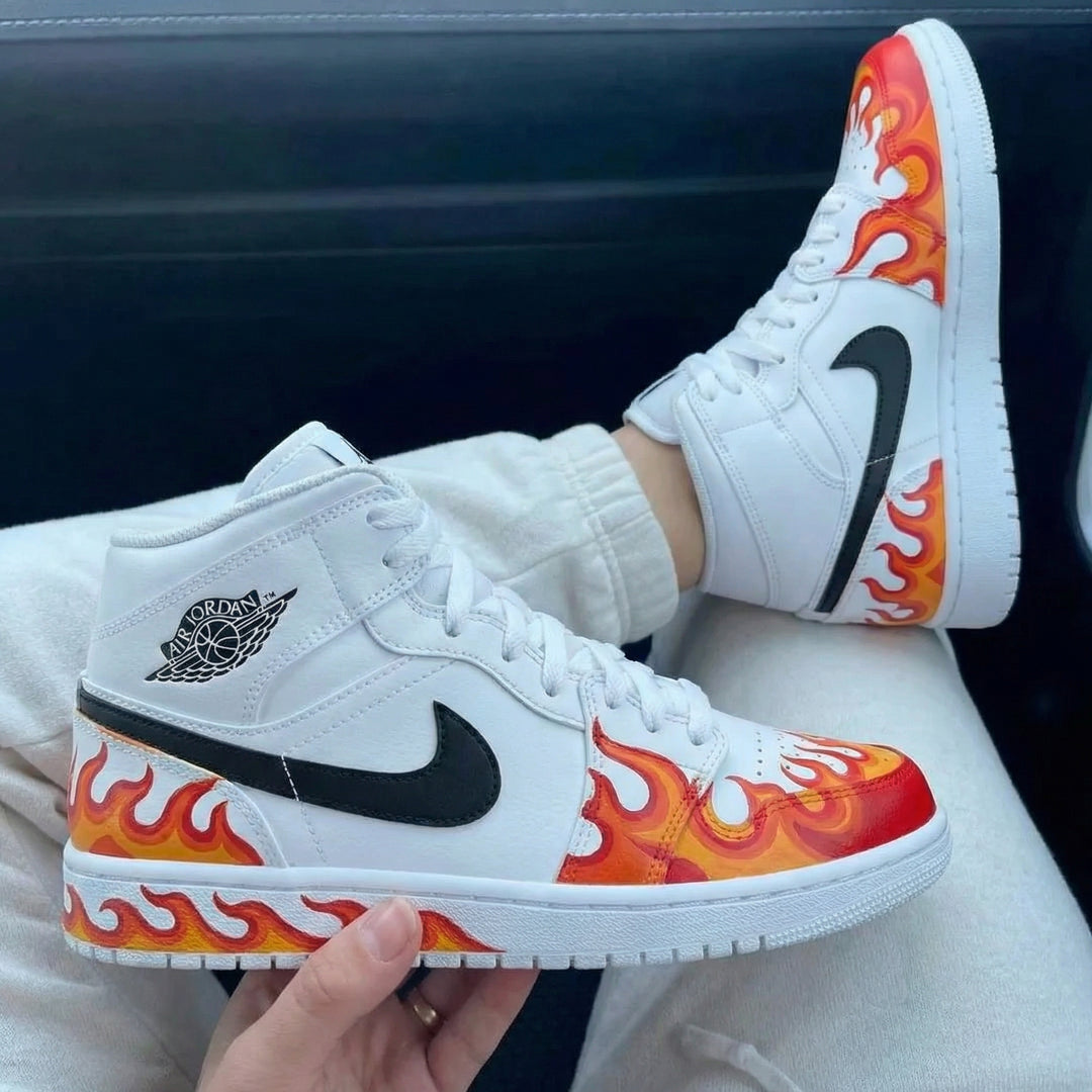 Custom Air Jordan 1 Black Red Orange Flame