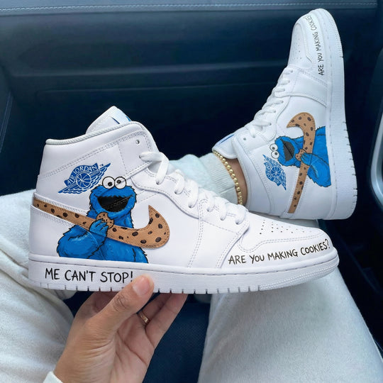 Custom Air Jordan 1 Blue And Brown Cookie Monster Cookie Design