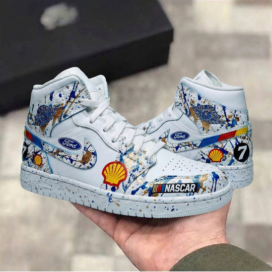 Custom Air Jordan 1 Blue Gold Splatter Design