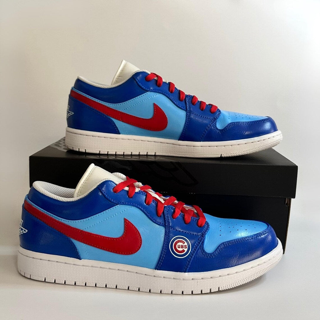 Custom Air Jordan 1 Blue Red Cubs Logo Low