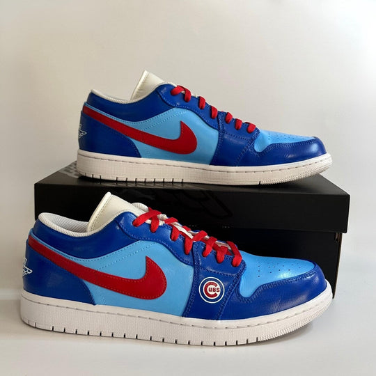 Custom Air Jordan 1 Blue Red Cubs Logo Low