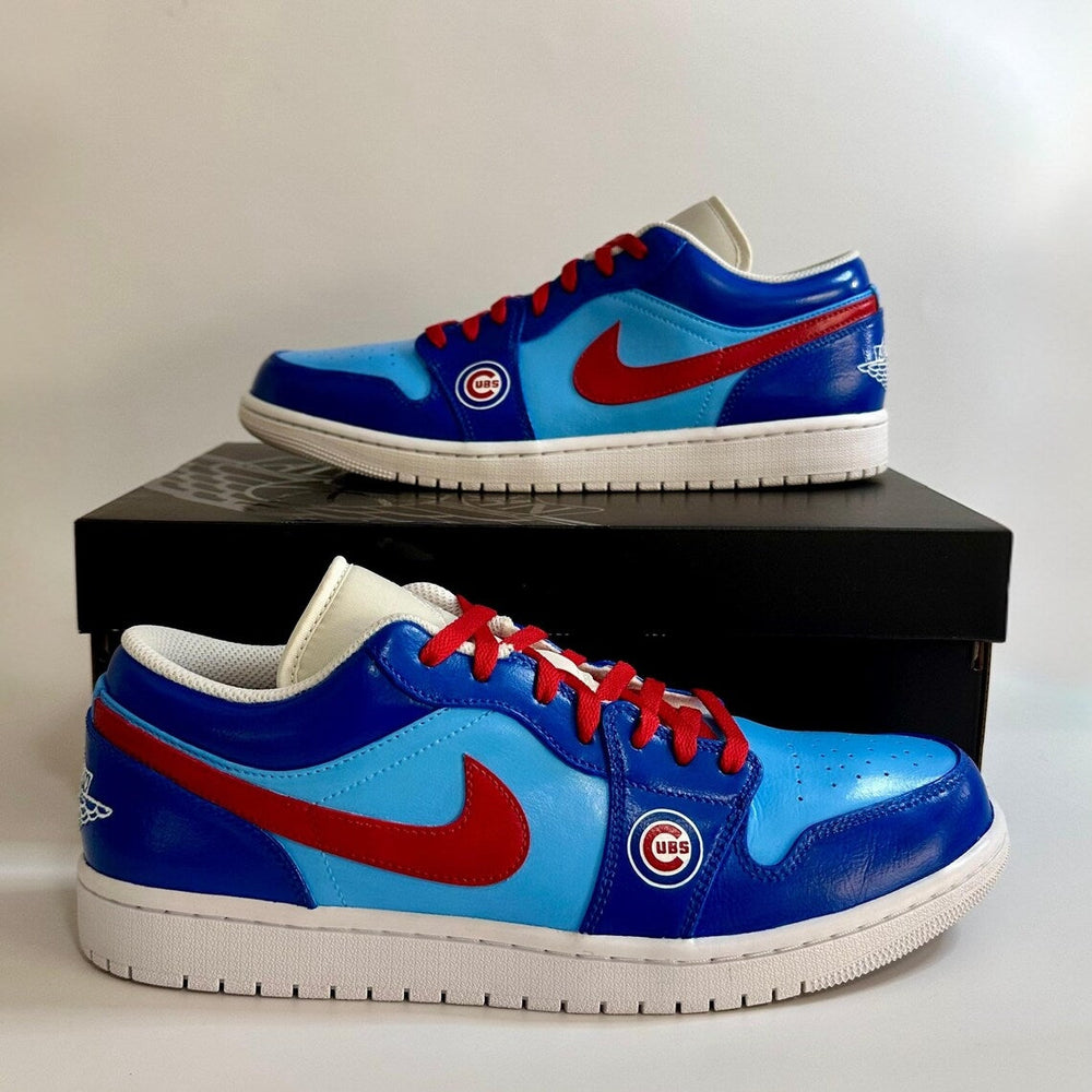 Custom Air Jordan 1 Blue Red Cubs Logo Low