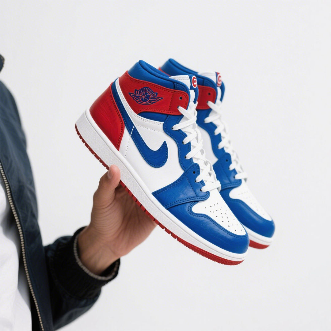 Custom Air Jordan 1 Blue Red White Chicago Cubs MLB 