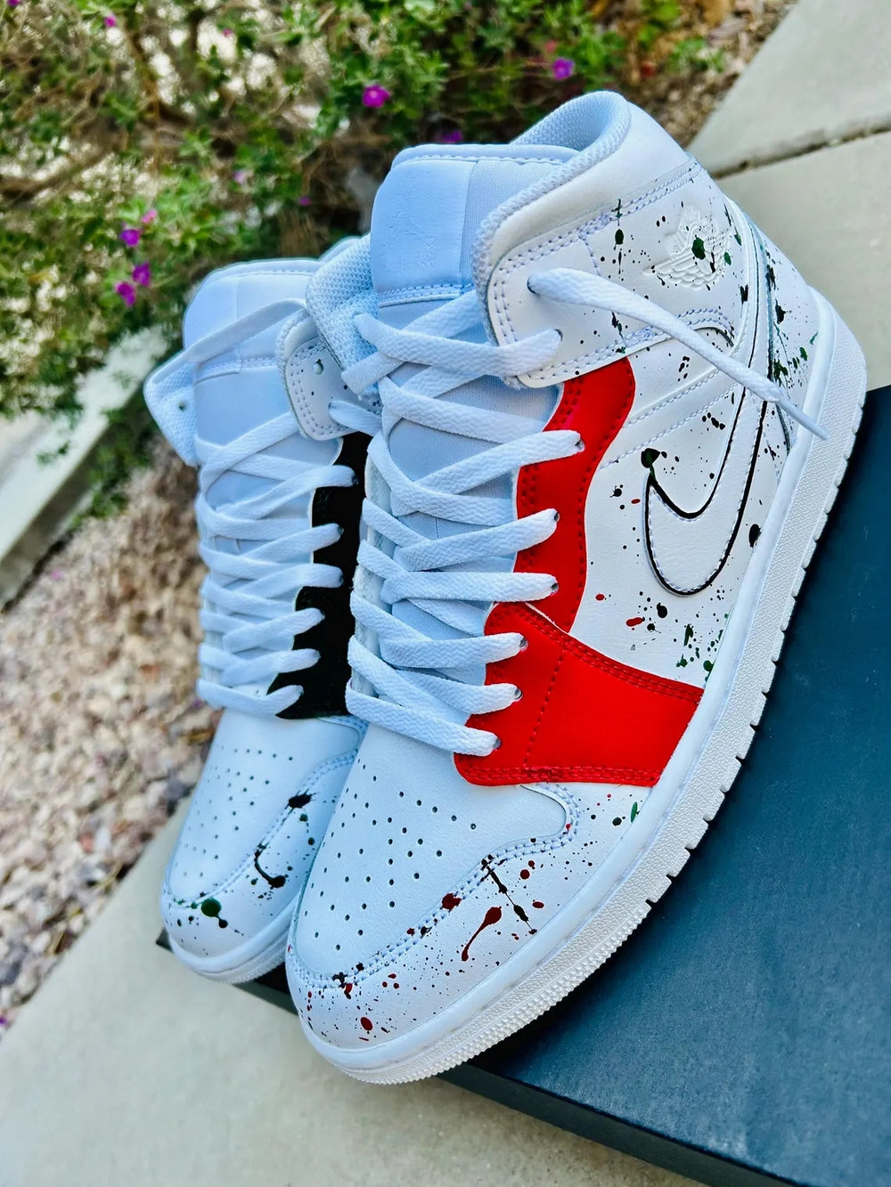 Custom Air Jordan 1 Blue Red With Splash