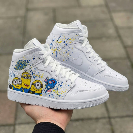 Custom Air Jordan 1 Blue Yellow Minions Splatter