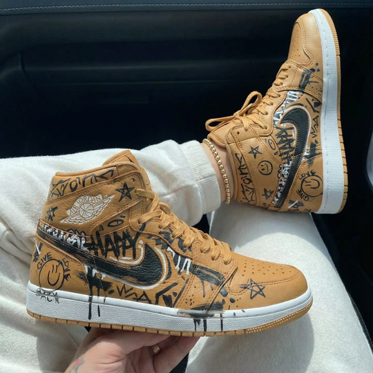 Custom Air Jordan 1 Brown Graffiti