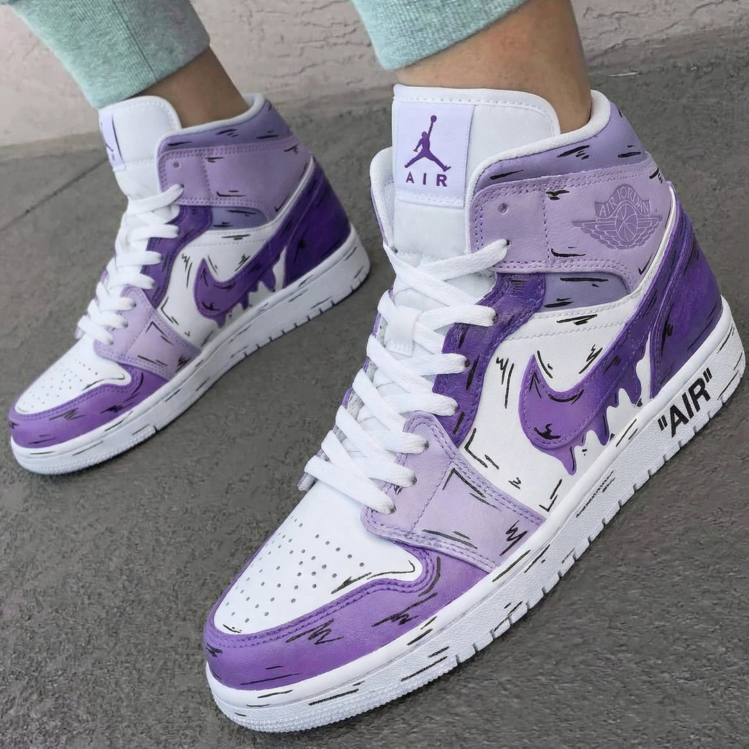 Custom Air Jordan 1 Energetic White Base Purple Drip Design