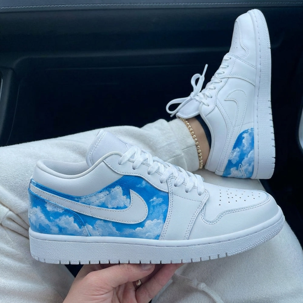 Custom Air Jordan 1 Gray Baby Blue Clouds