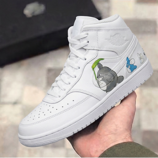 Custom Air Jordan 1 Gray Blue Green Totoro Cartoon