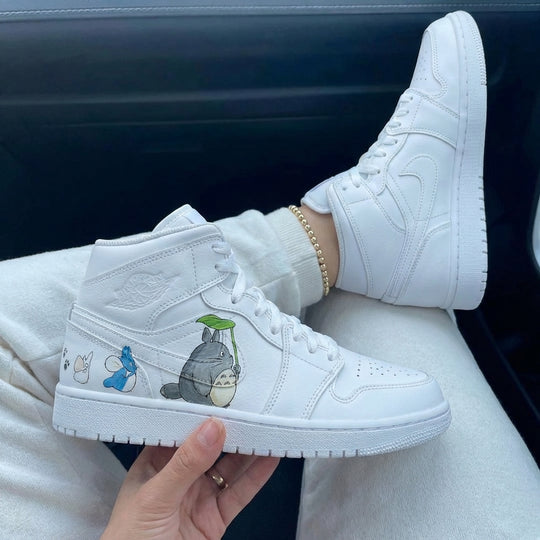Custom Air Jordan 1 Gray Blue Green Totoro Cartoon