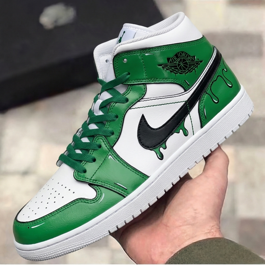 Custom Air Jordan 1 Green Black Drip