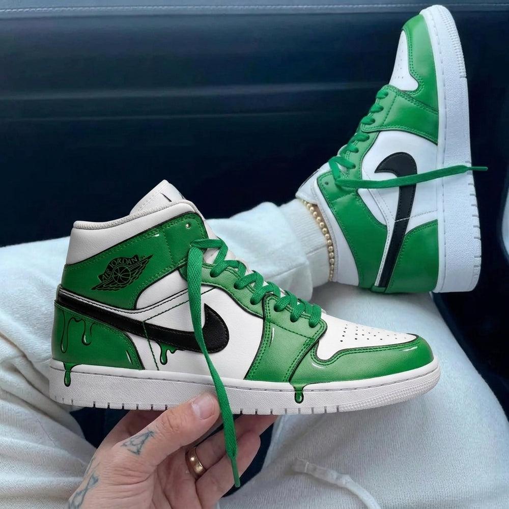 Custom Air Jordan 1 Green Black Drip