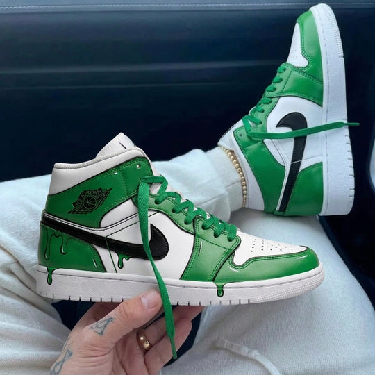 Custom Air Jordan 1 Green Black Drip