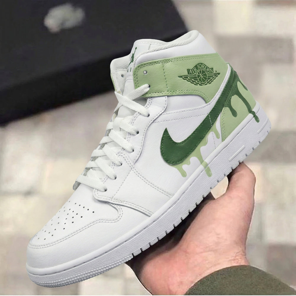 Custom Air Jordan 1 Green Drip Design