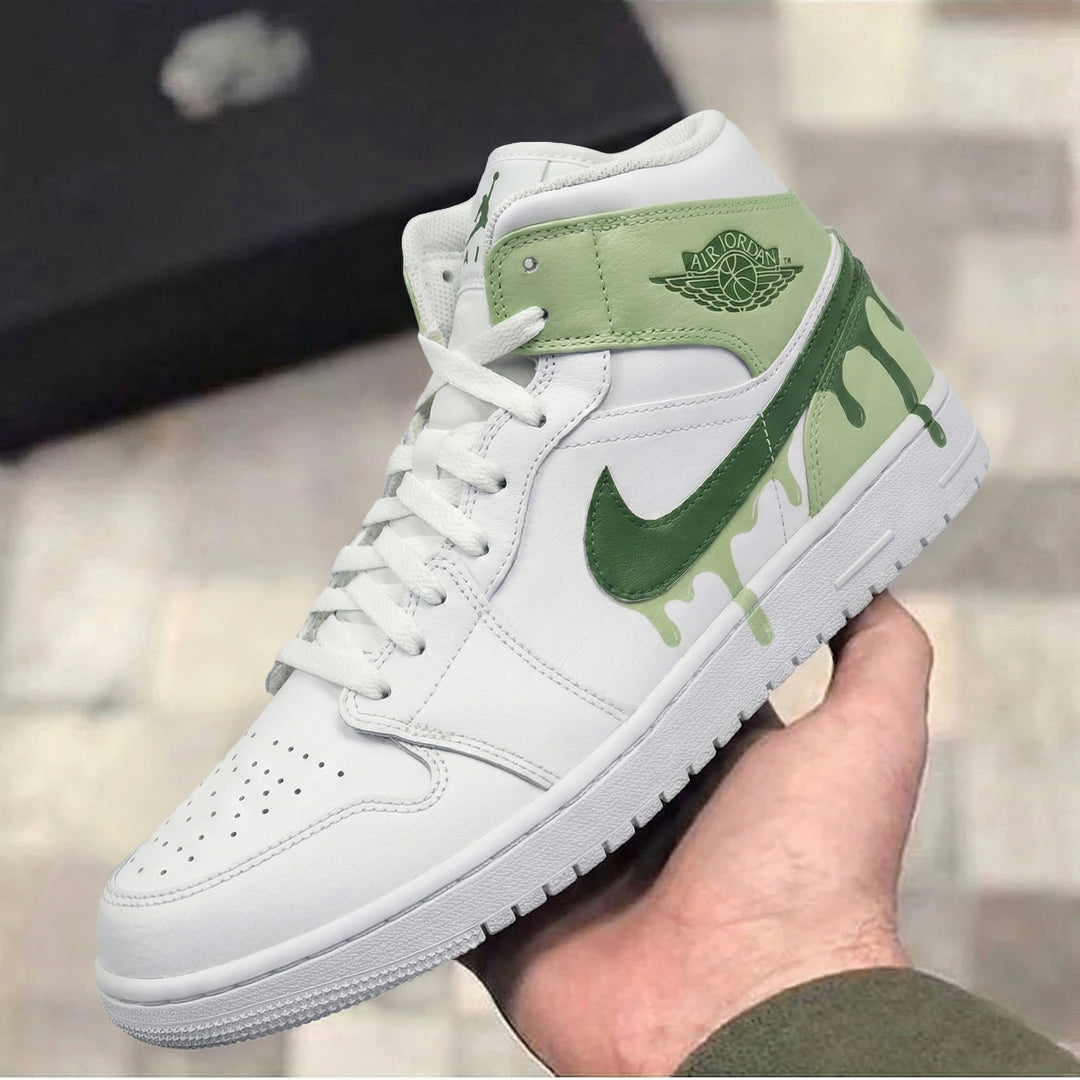 Custom Air Jordan 1 Green Drip Design