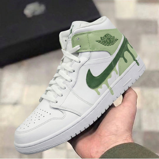 Custom Air Jordan 1 Green Drip Design