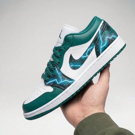 Custom Air Jordan 1 Green Lightning Galaxy