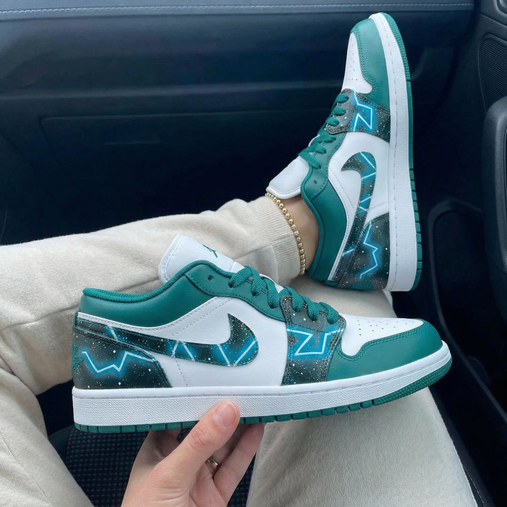 Custom Air Jordan 1 Green Lightning Galaxy