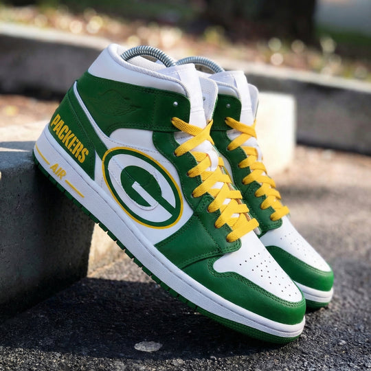 Custom Air Jordan 1 Green Yellow Packers Theme
