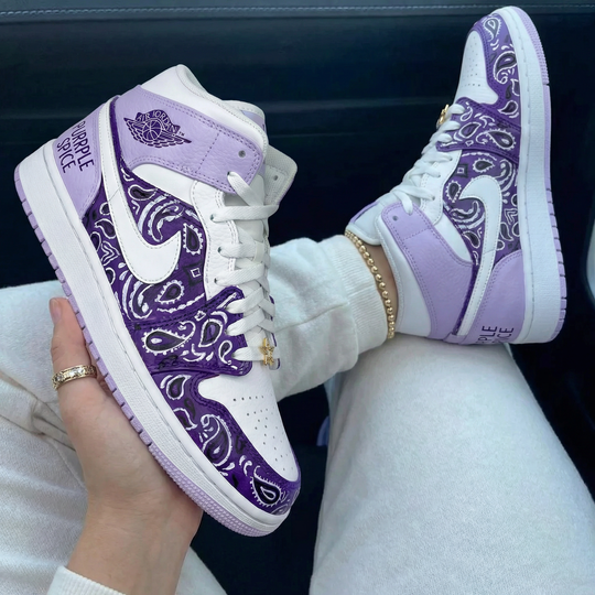 Custom Air Jordan 1 Lilac Purple Paisley